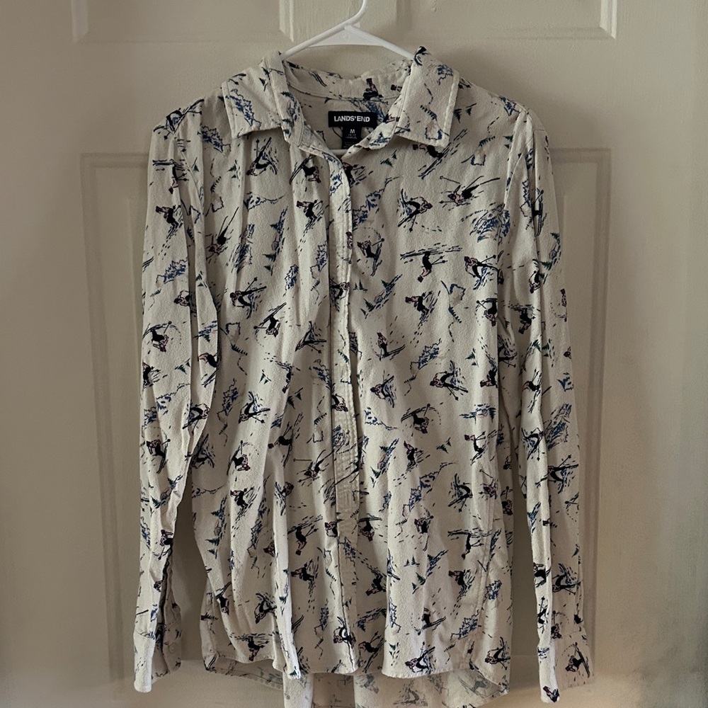 Lands' End Ski Print Shirt Button Up